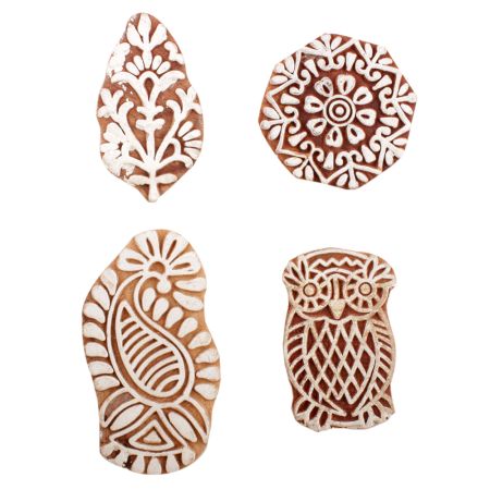 Set of 4 Piece New Mix Wooden Printing Block